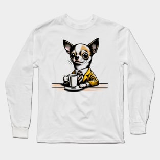 Chihuahua Coffee Break: Funny Chihuahua Dog Tee Long Sleeve T-Shirt